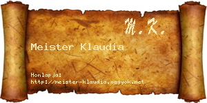 Meister Klaudia névjegykártya